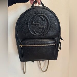 Gucci Soho Backpack Black Gold Chains
